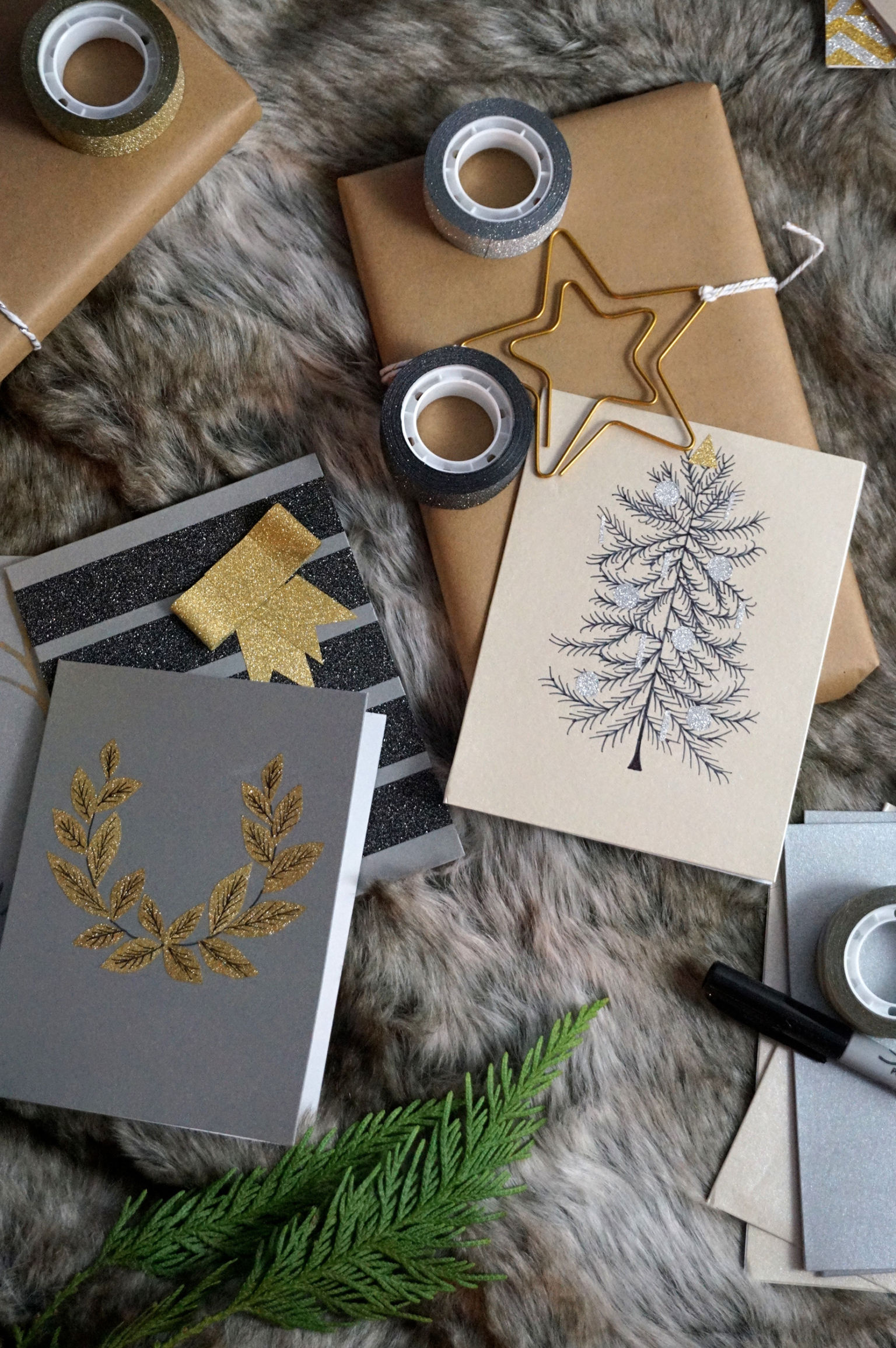 DIY Glitter Tape Holiday Cards - Girls Of T.O.